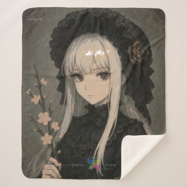 Couverture Sherpa Elegance of the Midnight Blossom Maiden Premium (Devant)