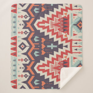 Couverture Sherpa Élégance tribale : Impression ethnique géométrique