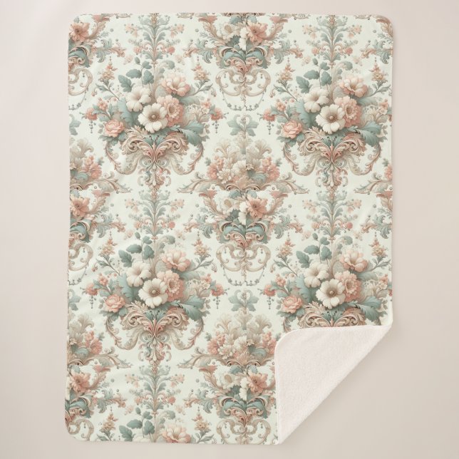 Couverture Sherpa Élégance victorienne : Motifs pastel doux (Devant)