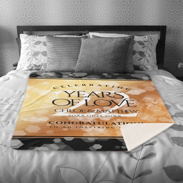 Couverture Sherpa Élégant 22e anniversaire de Mariage de cuivre (Elegant 22nd Copper Wedding Anniversary Sherpa Fleece Blanket Cover Photo.)