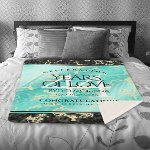 Couverture Sherpa Élégant 44ème anniversaire de Mariage turquoise