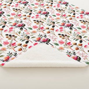 Couverture Sherpa Elégant Aquarelle rose Floral Motif