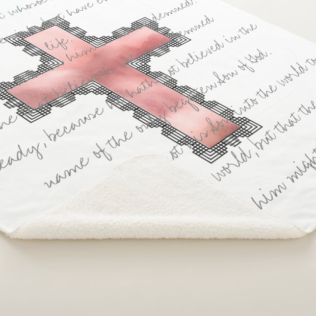 Couverture Sherpa Élégant Christian Pink Cross Scripture Verse (3/4)