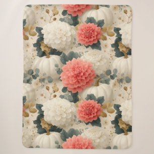 Couverture Sherpa Elégant Citrouille blanc et Dahlia Fall Design