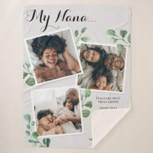 Couverture Sherpa Elégant Collage Photo Citation Grand-mère Petits-e