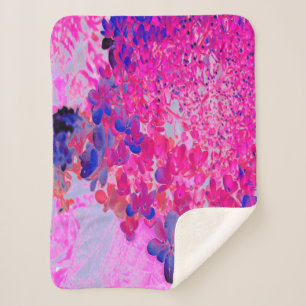 Couverture Sherpa Elégant Fuchsia et bleu foncé Limelight Hydrangea