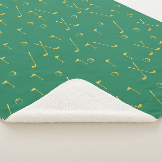 Couverture Sherpa Elégant Gold Motif Golfer Green (3/4)