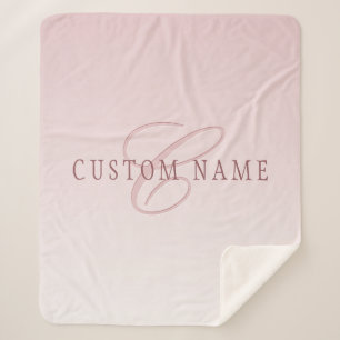 Couverture Sherpa Élégant lettrage et monogramme   Rose Ombre