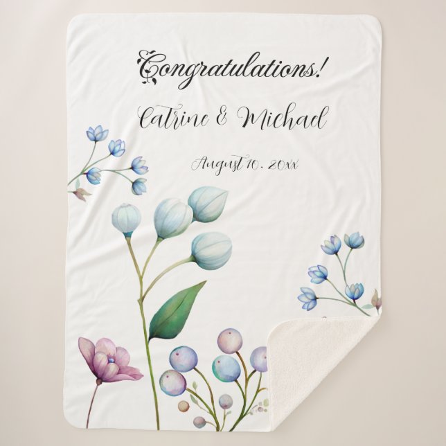Couverture Sherpa Élégant Mariage Floral Soft Botanical Romance (Devant)