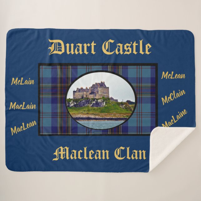 Couverture Sherpa Elégant Marine & Gold Duart Castle MacLean Tartan (Devant (Horizontal))