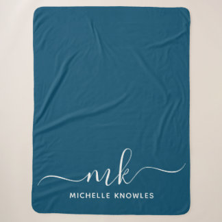 Couverture Sherpa Élégant minimaliste élégant Monogramme et nom