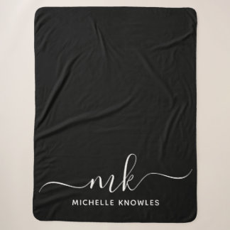 Couverture Sherpa Élégant minimaliste élégant Monogramme et nom