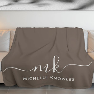 Couverture Sherpa Élégant minimaliste élégant Monogramme et nom