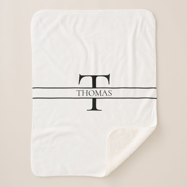 Couverture Sherpa Élégant Monogramme Personnalisé Nom Personnalisé (Devant)