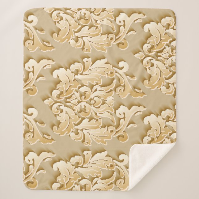 Couverture Sherpa Elégant motif de Damas Vintage texture (Devant)