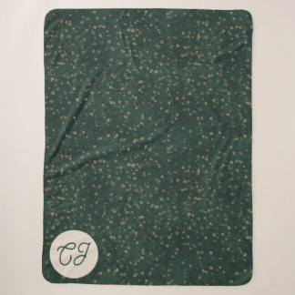 Couverture Sherpa Élégante Nuit Étoilée Verte de la Forêt Monogramme