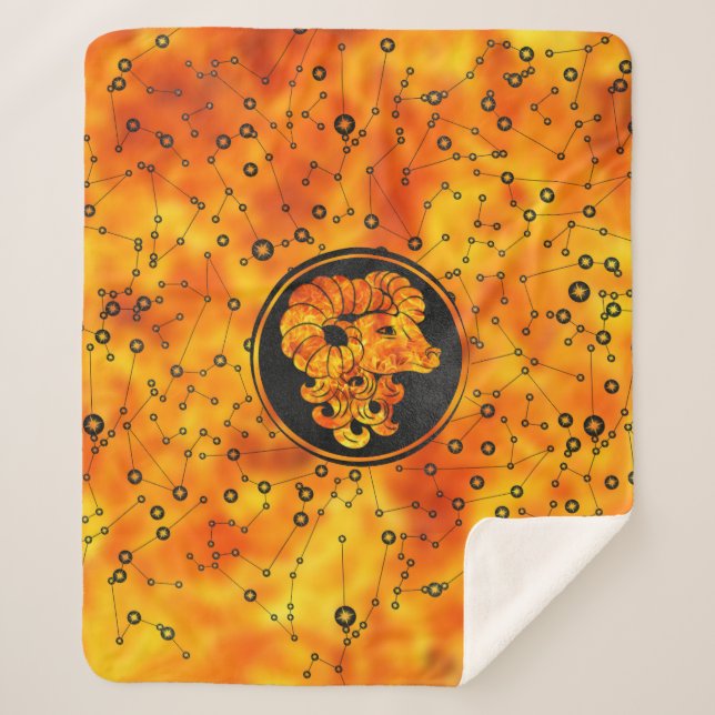 Couverture Sherpa Élément du feu de signe de zodiaque de Bélier (Devant)