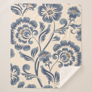 Couverture Sherpa Elément motif vintage continu fleur. Élégant t