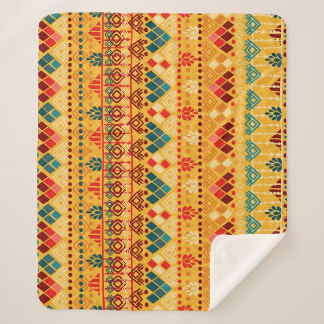 Couverture Sherpa Éléments tribaux, motif polyvalent et transparent. (Devant)