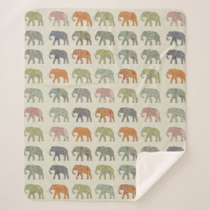 Couverture Sherpa Eléphant Coloré Animal Motif contemporain
