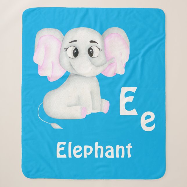Couverture Sherpa Elephant personnalise ABC : Lettre E - Ajouter vot (Devant)