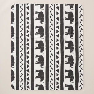 Couverture Sherpa Eléphants, lignes, triangles, sans couture décorat