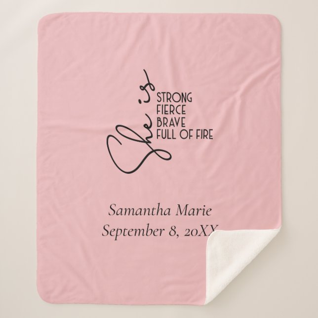 Couverture Sherpa Elle est brave brave Fierce Full Fire Personnalisé (Devant)