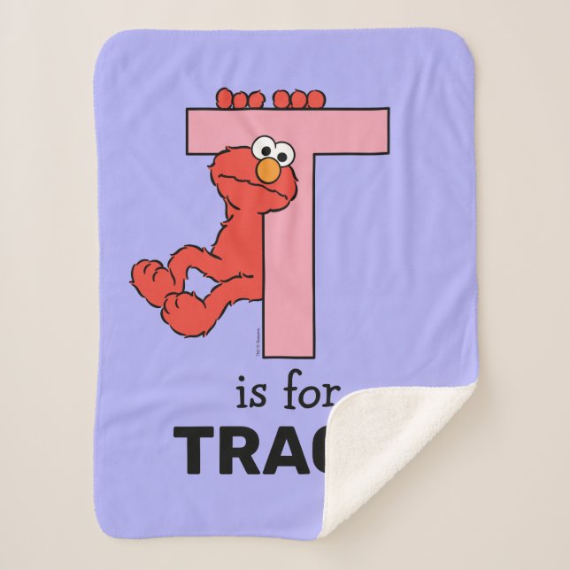 Couverture Sherpa Elmo Alphabet | T rose (Devant)