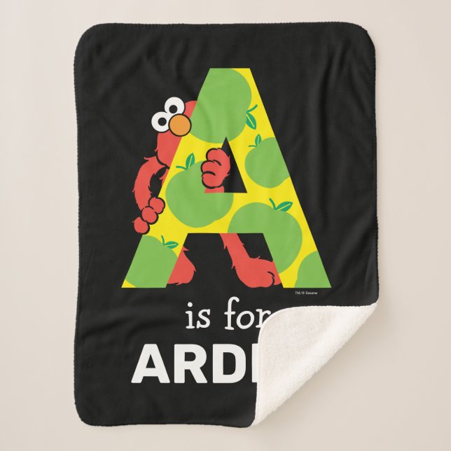 Couverture Sherpa Elmo Alphabet | Une pomme (Devant)