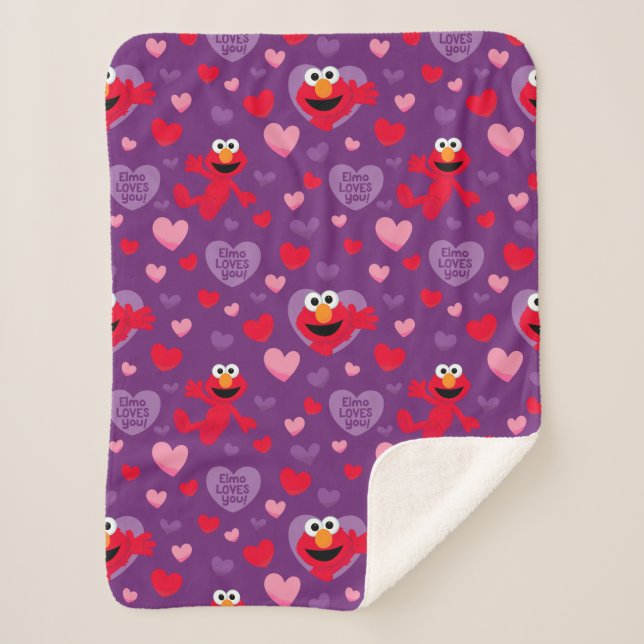 Couverture Sherpa Elmo vous aime Motif de la Saint Valentin (Devant)