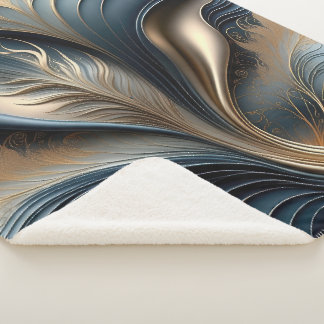 Couverture Sherpa Emerald Whisper - Art Abstrait Turquoise et or