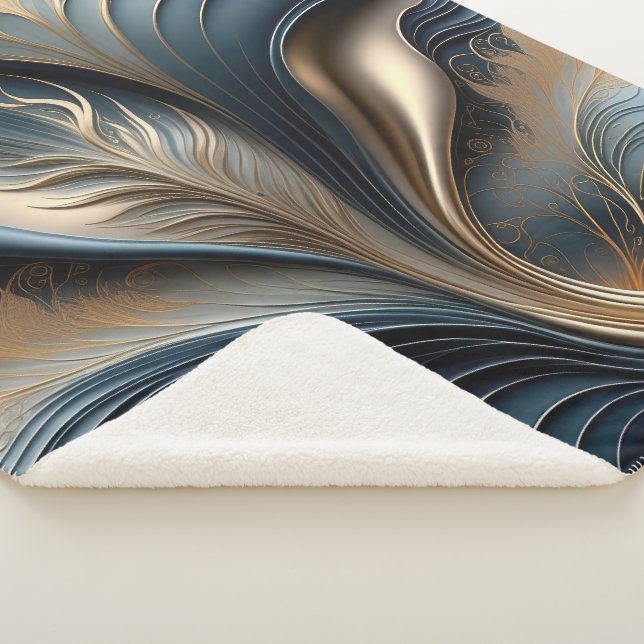 Couverture Sherpa Emerald Whisper - Art Abstrait Turquoise et or (3/4)