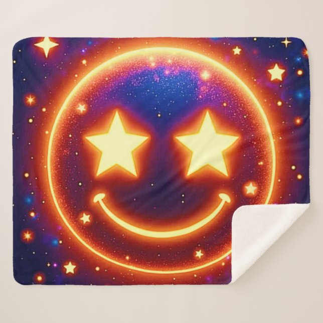 Couverture Sherpa Emoji Étincelant (Devant (Horizontal))