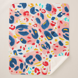 Couverture Sherpa Empreinte de léopard : aquarelle peinte à la main.