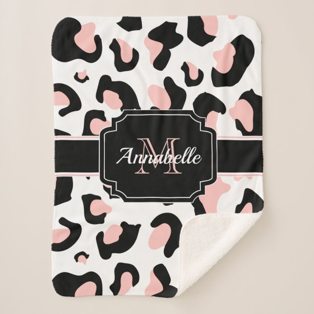 Couverture Sherpa Empreinte de léopard rose (Devant)