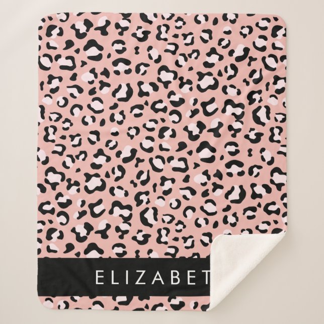 Couverture Sherpa Empreinte de léopard, Spots, Leopard Rose, Votre N (Devant)