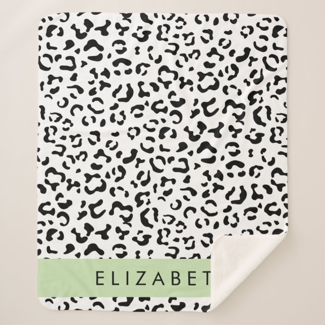 Couverture Sherpa Empreinte de léopard, Spots, Noir Et Blanc, Votre  (Devant)