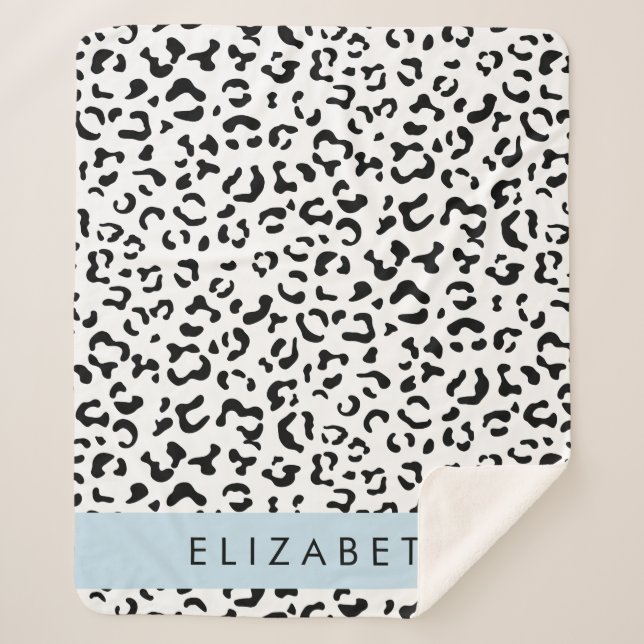 Couverture Sherpa Empreinte de léopard, Spots, Noir Et Blanc, Votre  (Devant)