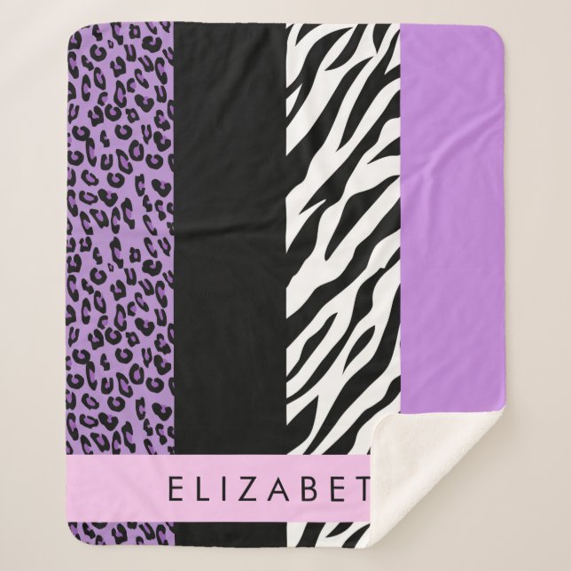 Couverture Sherpa Empreinte de léopard, Zebra Print, Purple, Votre n (Devant)