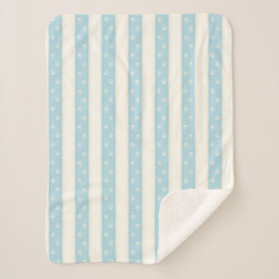 Couverture Sherpa Empreintes de pattes de chats Bleu pâle et Blancs