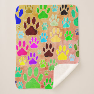 Couverture Sherpa Empreintes de pattes de chiens sur Arrière - plan 