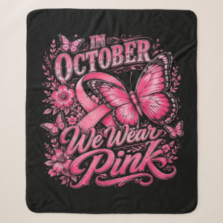 Couverture Sherpa en Octobre Nous Portons Rose Survivante du Cancer
