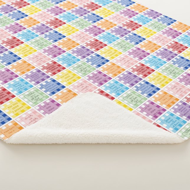 Couverture Sherpa en vichy versets bibliques sur les enfants bébés (3/4)