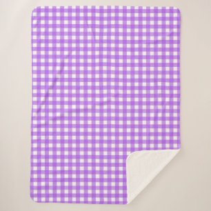 Couverture Sherpa En vichy violet brillant