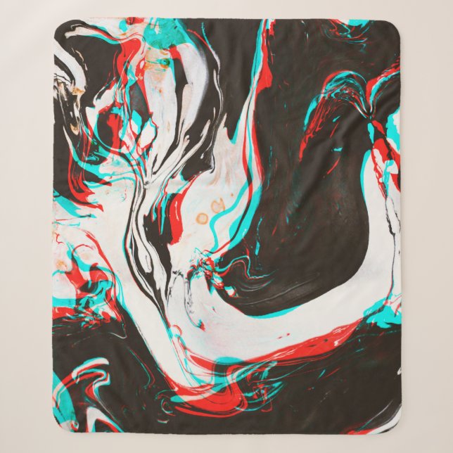 Couverture Sherpa Encre Marbrée : Texture Glitch Distortie. (Devant)