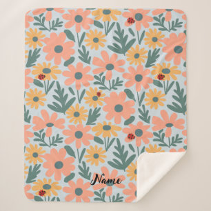 Couverture Sherpa Enfants Cute Ladybug Polka dot Daisy Flower Motif