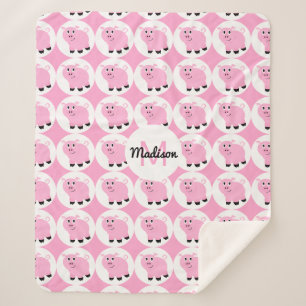 Couverture Sherpa Enfants monogrammes Cochon rose Cochon Motif Porcs