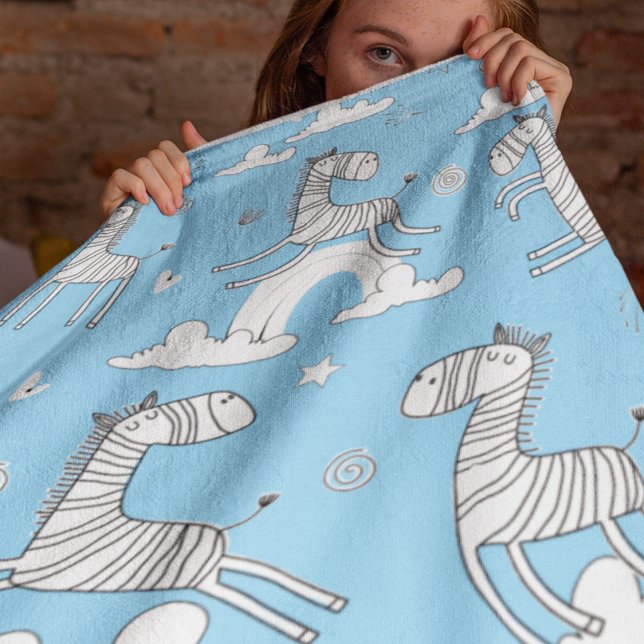 Couverture Sherpa Ensemble de ligne d'animaux zèbres (Zebra Animal Line Set Sherpa Blanket)