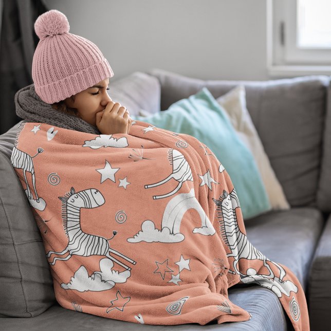 Couverture Sherpa Ensemble de lignes d'animaux zèbres (Zebra Animal Line Set Sherpa Blanket- Large Size)