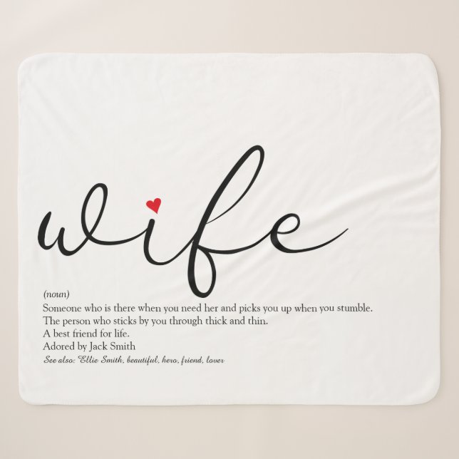 Couverture Sherpa Épouse Rouge Amour Cœur Élégant Script Personnalis (Devant (Horizontal))